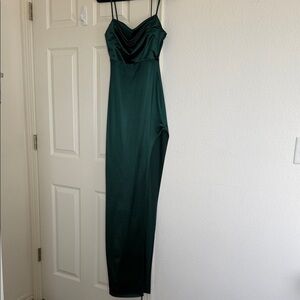 Elegant Green Evening Dress with side slit